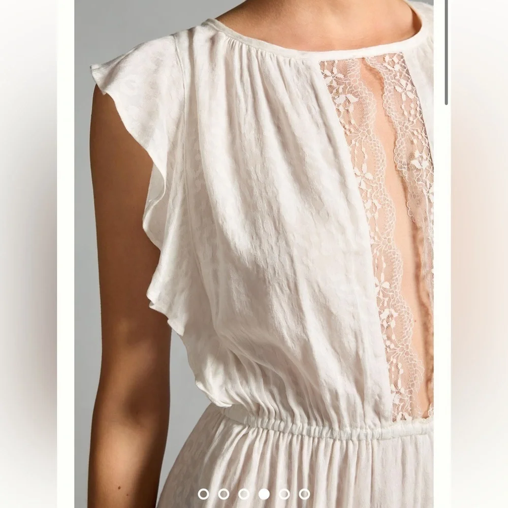 Anthropologie White Ruffle-Sleeve Pajama Romper - Picture 10 of 13